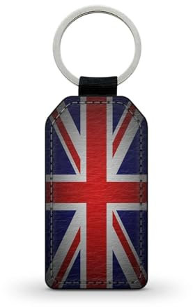 Porte-clé noir en simili cuir Drapeau Anglais English Flag God Save The Queen Grande Bretagne Ref 3