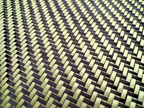 Cherrynight 1 m breite Kohlefaser, gelbes Kevlar-Mischgewebe, 2 x 2 Twill-Carbon-Kevlar-Stoff, Aramidfaser, 20 Zoll/50 cm Breite, 3K, 200 g/m², 1100D (Color : 0.5m x 1m a Slice)