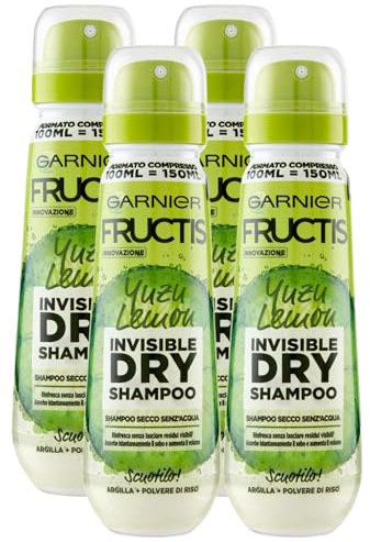 Trockenshampoo, INVISIBLE DRY, Yuzu Lemon. Erfrischt ohne sichtbare Rückstände, absorbiert sofort Talg und erhöht das Volumen. Mit Ton + Reispulver 100 ml (4 Einheiten)