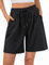 Jezonga Shorts Damen Sporthose Kurz Sport Shorts Jogginghose Sommer mit Taschen Sportshorts Hohe Taille Trainingshose Kurze Short High Waist Elastischer Bund zum Fitness Running Gym Dunkelschwarz S