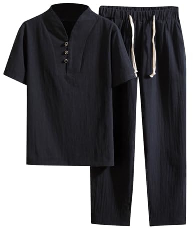 RUMAOZIA Chándal de dos piezas para hombre de algodón Tai Chi, uniforme de artes marciales, transpirable, manga corta, uniforme de meditación, uniforme de meditación, traje de Kung Fu chino, traje
