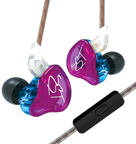 FEDAI KZ ZST IEM in Ear Monitors,HiFi Wired Earbuds Headphones with Hybrid Dual Driver 1BA 1DD High Fidelity Musicians in-Ear Earphones Detachable Cable for Gaming Earbuds(Purple with Mic).