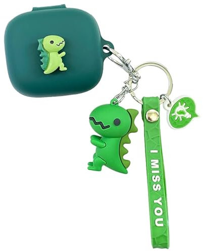 Cartoon Silicion Earphones Case Compatible with JBL Wave Flex/JBL Wave 300 TWS, Cute Wireless Bluetooth Shockproof Protector Cover Earphone Charging Box with Keychain (Green)