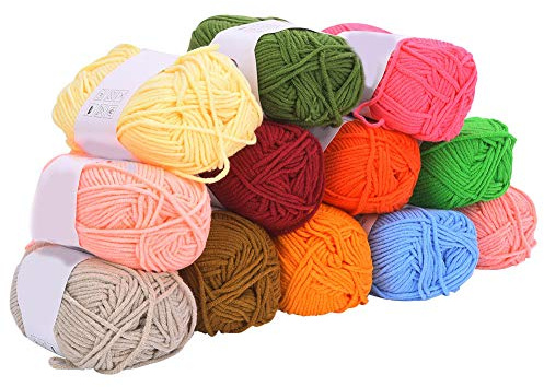 Kit Filato Per Uncinetto, 15 Rotoli di Filato di Cotone al Latte Per Uncinetto, 50g di Fili di Cotone Colorati Artigianali Fai da Te, Filo Per Maglieria di Cotone Per Uncinetto Per Progetti Artigianal