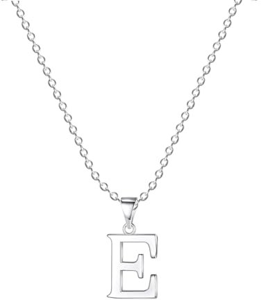 Damen Halskette mit Buchstaben Anhänger E Silber Initialien Kette Edelstahl Buchstabenketten Personalisiere Silber Y Kette für Frauen Mädche