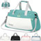 Damcyer Reisetasche Sporttasche Damen Reisetasche Groß 48x23x27 Sporttasche Mit Schuhfach Und Nassfach Wasserfest Handtasche Duffle Bag Für Sport & Reisen Für Männer Und Frauen, Weiß+Grün