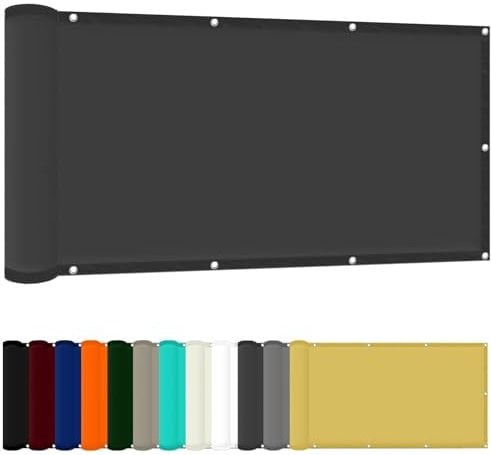 Toldo Impermeable Exterior 180 x 350 cm Impermeable Lona de Sombra Rectangular con Protezione UV PES e Accessori di Montaggio para Barandilla Patio Aire Libre Piscina Jardín Terraza, Gris Oscuro