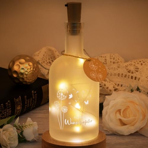 TUZELIYA LED Flaschenlicht mit Spruch Kleiner Wunscherfüller - Geschenke für frau - Geldgeschenke - Geburtstagsgeschenk für Frauen Freundin Lieblingsmensch - Hochzeit Muttertag Weihnachten