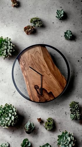 Leaflo 'clock, orologio da parete in legno senza ticchettio, realizzato a mano, rustico, in legno d'ulivo, moderno, orologio da parete in legno massiccio, decorazione clock (40 cm)