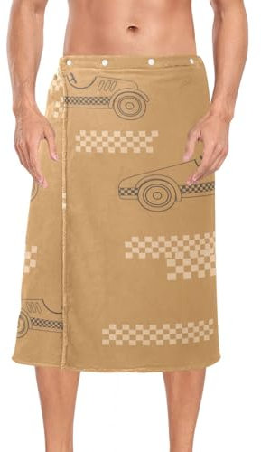 linqin Herren-Badetuch mit Rennwagen auf gelbem Mikrofasertuch für Herren, Frottee, 152,4 x 71,1 cm, Frottee, Badetuch für Sauna, Dampfbad