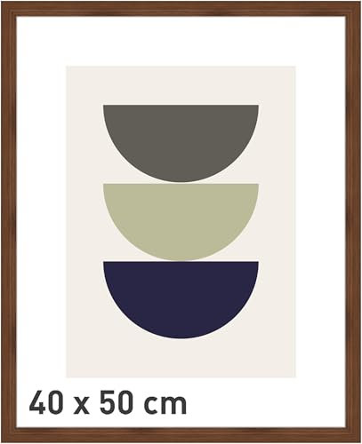 accent by nielsen Bilderrahmen, 40 x 50 cm, Holz, Walnuss, Posterrahmen zum Aufhängen im Hoch- & Querformat, Echtglas, Velino
