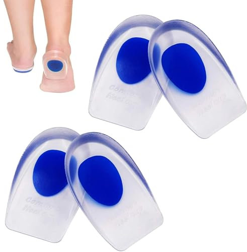 2 Pair Heel Shoe Pads, Medical Grade Silicone Gel Heel Cups - Cushion Heel Support for Plantar Fasciitis