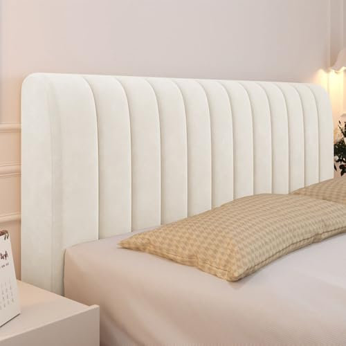 Hearda Nordische Volltonfarbe Bett Kopfteil Bezug, Weicher Strecken Bett Kopfteil Hussen, Staubdicht Bettkopfteil Husse, Verdickt All-Inclusive Bettkopfteil Bezug für Schlafzimmer (200cm,Beige)