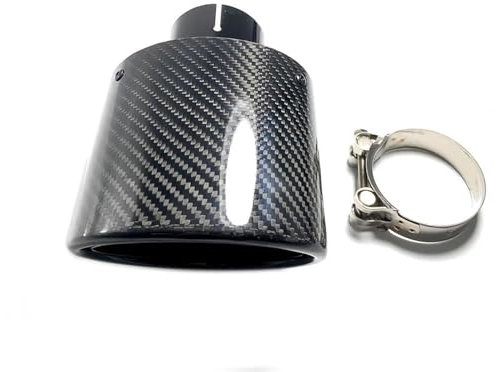 FUNFOB Auspuffblenden Ovale Abgeschrägte Carbon-Schwarz-Auspuffspitzen. Glänzende Schalldämpfer-Auspuffspitze Für Universal-Carbon-Schalldämpferrohre Auspuffblende(ID 76mm-OD 105mm)