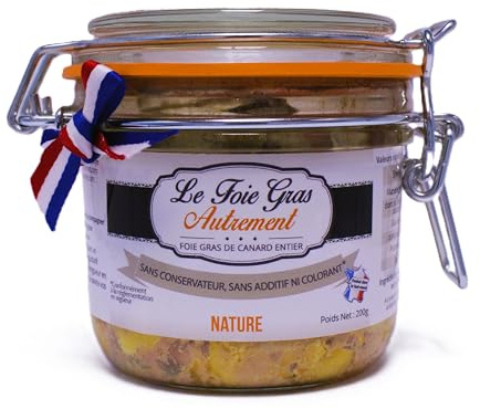 Foie Gras de Canard Entier Nature 200 g – Relais Gourmet | Artisanal Français Sud-Ouest, Sans Conservateurs, Additifs ni Colorants | Format à Partager, Cadeau Gourmet Noël, Fêtes & Apéritifs