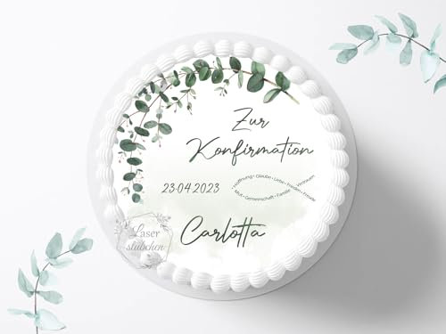 Tortenaufleger zur Konfirmation mit Wunschname & Datum personalisierbar, ⌀20cm Zuckerbild, Deko für Kuchen, Foto für Torten, Fondant 0011KF