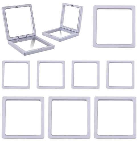 SOFPLATE 10 Stück 2 Größen 3D Schweberahmen Weiß Durchsichtig Schwebende Vitrine Transparenter PE Displayhalter Ständer Aufhängerahmen Schmuckaufbewahrungsbox Für Challenge Abzeichen Sammler AA Medail