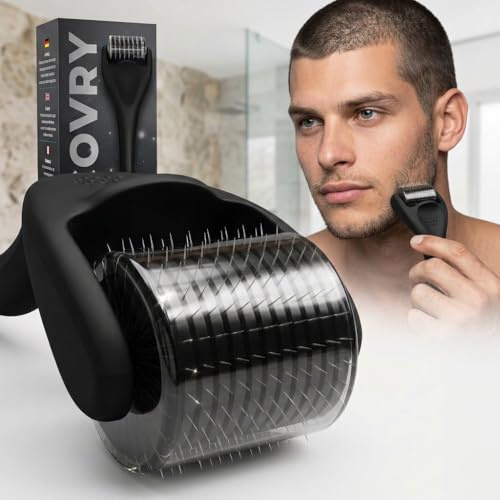 RECOVRY Bartroller 1 mm, 192 echte Nadeln aus chirurchischem Edelstahl, Dermaroller, Microneedling, Narbenroller, Micro Needling, Derma Roller, Bart Roller, Beard Roller, Bartwuchs anregen