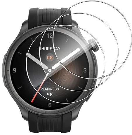 Lutree para Amazfit Balance Cristal Templado, 3 Piezas Dureza 9H HD Protector de Pantalla, Sin Burbujas Anti-Arañazo Vidrio Templado Película Protectora