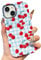 ECZOIL Compatible for iPhone13/14 Case,Cute Aesthetic Trendy Bow Tie Pattern,Shockproof Hybrid Hard Back Phone Cover for Women-Blue Cherry