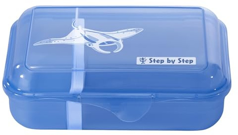 Step by Step Lunchbox „Manta Rio“ blau, mit Trennwand und Klickverschluss, spülmaschinenfest, BPA-frei, für Schule und Kindergarten, für Jungen und Mädchen, 0,9 Liter