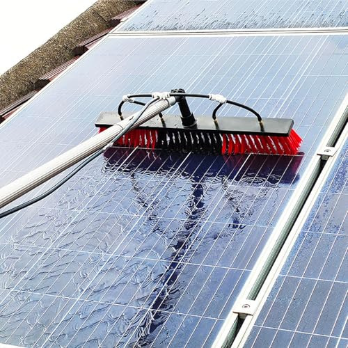 QianCruxtacy Universal Waschbürste mit Teleskopstiel 3.6-9 Meter, Komplettset zur Reinigung von Photovoltaik, Fenstern, Terrassendach Auto,Teleskopstange mit integriertem Schlauch 35cm-4.6M