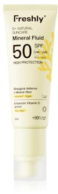 Freshly | Fotoprotettore facciale naturale SPF 50+ | Crema solare viso minerale | con filtri minerali e attivi antiossidanti
