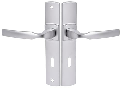 Vachette Ensemble de Poignée de Porte sur Plaque ARTIS - Version Clé L pour Porte de Chambre et Bureau - Entraxe 195 mm - Matériau Zamak Résistant - Garantie 10 Ans - Finition Chrome Velours