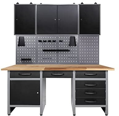 Ondis24 Werkstatteinrichtung 160 cm breit, Werkbank, Werkzeugschrank, Werkzeugwand