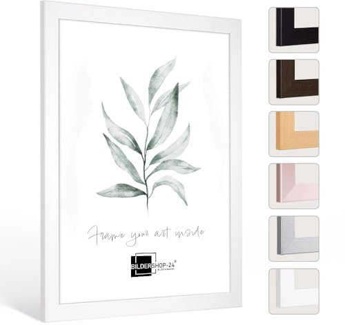 Bildershop-24 Bilderrahmen Monza in Weiss in 60 X 90 ANTIREFLEX Fotorahmen, Wechselrahmen, Posterrahmen, Puzzlerahmen