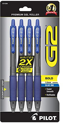Pilot G2 Retractable Premium Gel Tinte Roller Ball Stifte Blau 4-Pack blau