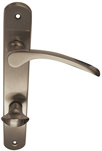 Alpertec 32740353 Amos-LS Messing Edelstahlfarbig für Badtüren WC Drückergarnitur Türdrücker Türbeschläge Neu, für Badezimmertüren