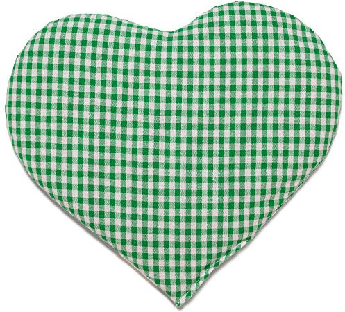 Kirschkernkissen Herz ca. 30x25cm - grün-weiß - Wärmekissen - Körnerkissen für Mikrowelle und Backofen