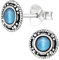 EYS JEWELRY Ohrringe Silber 925 Damen rund blau Ohrstecker Katzenauge oxidiert 7mm Vintage Schmuck Geschenke für Frauen im Schmucketui