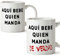 MUGFFINS Pack 2 Tazas - Regalo para Parejas compañeros de Piso o de Trabajo - Regalo Original de Novios y Novias San Valentín y también para Amigos - Aquí Bebe quien Manda