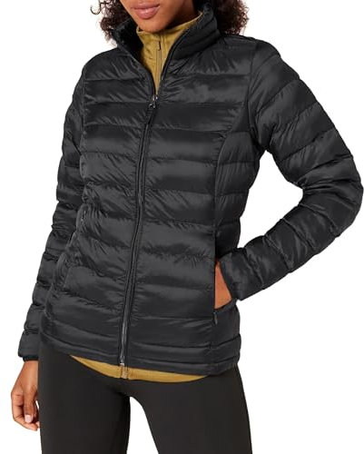 Amazon Essentials Damen Leichte, langärmelige, wasserabweisende, packbare Pufferjacke (in Übergröße erhältlich), Schwarz, M