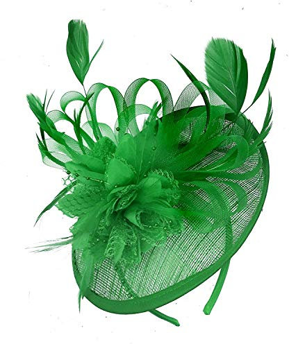 Caprilite Jade Green Sinamay Disc Saucer Fascinator Hat for Women Weddings Headband