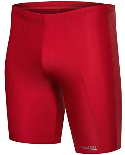 Aqua Speed Männer UV Schwimmhose lang + gratis eBook | Jammer für Herren | Stretch Badehose | Badepants | Swim Pants Men | Long, Gr. XXL, rot