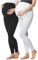 Be Mammy Lote de 2 Legging Grossesse Femme Long Legging Maternité Confortable BE20-230 (Noir/Blanc, XL)