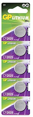 Piles CR2025 - Lot de 5 Piles | GP Extra | Batteries CR 2025 Lithium 3v - Longue durée et Haute Performance pour dispositifs médicaux et Portables, balances et Porte clés