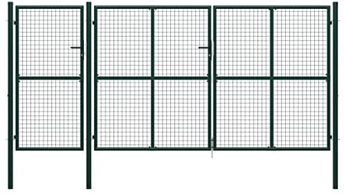 vidaXL Gartentor Gartentür Zauntür Hoftor Gartenpforte Zauntor Hoftür Gartenzaun Pforte Tor Metalltor Einfahrtstor Stahl 400x150cm Grün