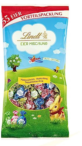 Lindt Schokolade Osterbeutel Mix | 288 g | Eiermischung mit 25 x Alpenmilch Mini Ei, 15 x Double Lait Mini Ei, 15 x Nusscreme Mini Ei | Oster Schokolade für Kinder | Schokoladengeschenk | Ostereier