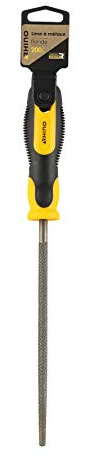 RHINO 35822 - Lima per metalli, rotonda, 200 mm, grattugia 200 mm, con manico bimateriale, lunghezza 5 anni, consente di realizzare tutti i tipi di lavori di finitura, NC, 200 mm