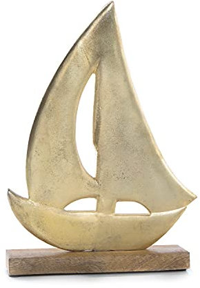 Logbuch-Verlag Großes Segelboot goldfarben Deko Schiff 32 cm Geschenk Geburtstag Hochzeit edel