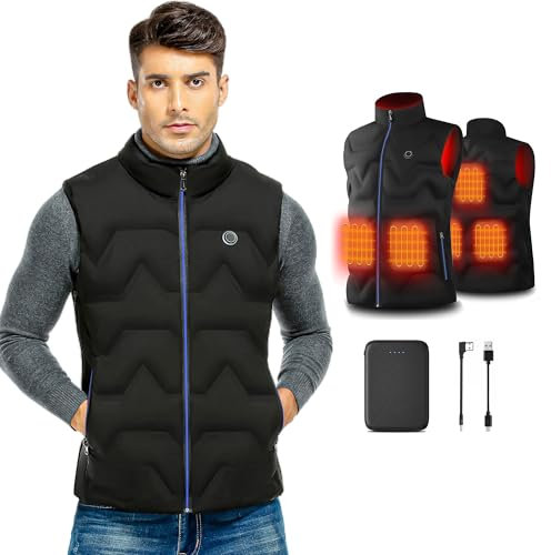 Kintiwe Gilet Chauffant Femme, Veste Chauffante avec 16000mAh Batterie, 6 Zones de Chauffage, 3 Niveaux de Température, Gilet Chauffant Électrique pour de Plein Air Sports Hiver, Machine Lavable