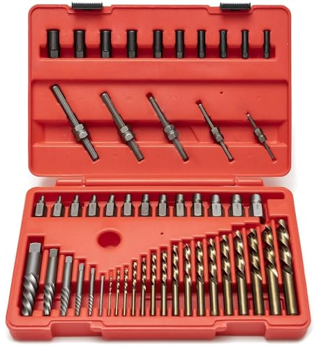 NEIKO 04202A Master Screw Extractor | 55 Pieces Broken Bolt Remover | Multi Spline, Extractor Pins, Spiral and Nut Extractors | 5/64” to 1/2 | Stripped Screws, Studs, Fittings and Lugs Extraction