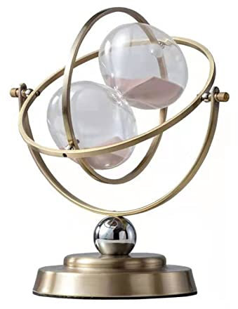 Brogtorl 360 Rotatif Sablier en Bronze Vintage，Decoratif Horloge de Sable,Sablier en métal Minuterie15 30 60 Minutes,Sablier Créatif pour décoration ou pour l'enseignement