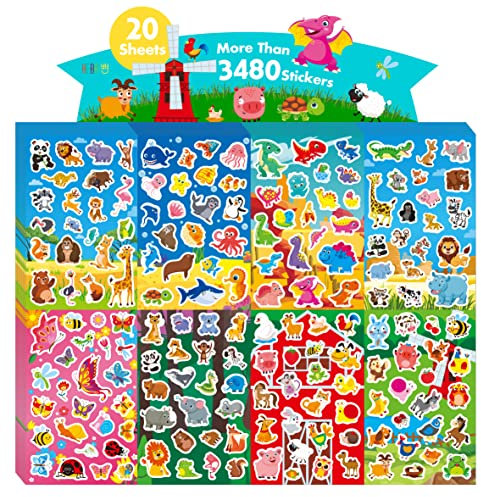 Über 3480 Tieraufkleber, über 170 entzückende Cartoon-Tier-Designs, motivierende Tierwelt-Etiketten für Lehrer, Klassenzimmer, Belohnungsgeschenke, ermutigen Kinder, Aufgaben zu erledigen