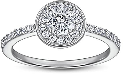 Musihy Wedding Ring, Eheringe Silber Runde 4 Krappen Einlage Silber Ringgröße 52 (16.6)
