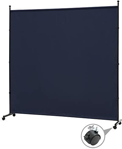 SIMFLAG Raumteiler mit Rädern, rollender Stoff-Raumteiler für Trennwände, Sichtschutz, freistehender Wandteiler für Heimbüro, Restaurant, Krankenhaus (blau)